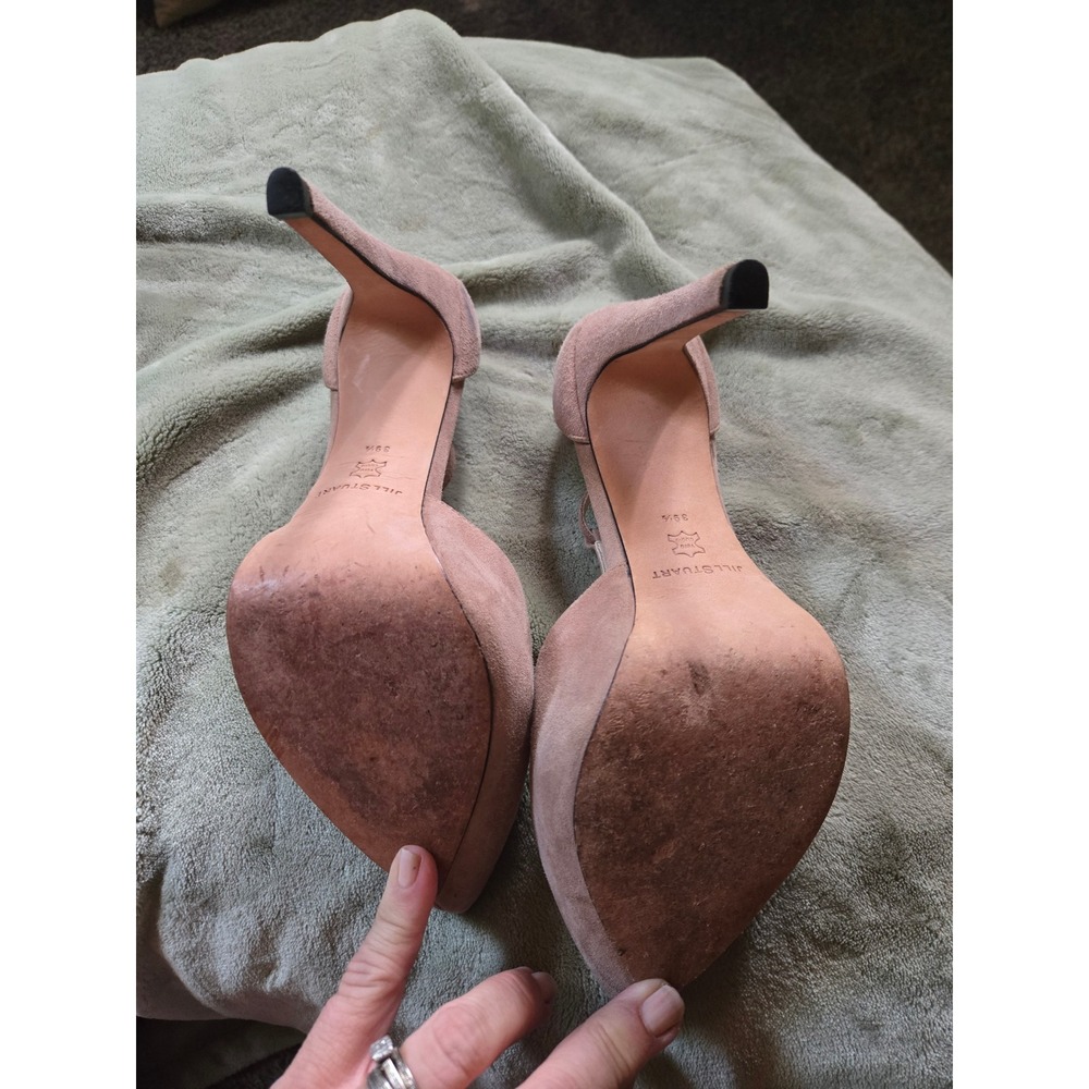 Jill Stuart Nude Suede T-Strap Pointed Platform Pumps Heels Brazil Size 39.5 - Picture 7 of 7